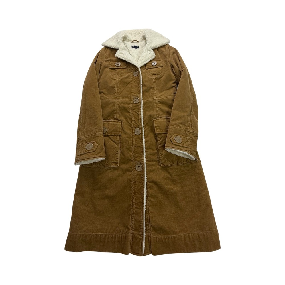 American Eagle Corduroy Coat Womens S Brown Sherpa Lined Cotton Long Western